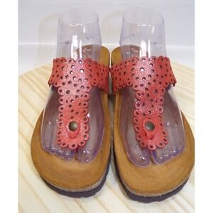 Sophia Milano Brina Womens Flip Flops Thong Sandals Orange Metallic‎ Size 8